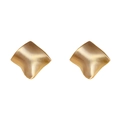 Minimalist brushed gold geometric earrings with irregular diamond shape and wavy texture - Brushed Metal Rhombus Earrings / Matte Gold