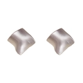 Minimalist silver rhombus stud earrings with brushed metal texture and geometric design - Brushed Metal Rhombus Earrings / Matte Silver