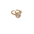 Goldener Rentier-Geweihring mit luxuriösem Zirkonia-Halo und verstellbarem Design - Geweih Hauptstein Offener Ring / Gold