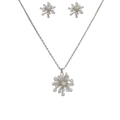 Elegantes silbernes Stern-Schmuckset mit weißen Perlen und funkelnden Kristallen - Silber - Perlenblumen-Set