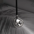 Minimalist silver fluid pendant necklace with black cord and mirror polished finish - Silver Adjustable Within 70cm