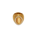 Retro 18k gold plated ring featuring a yellow gemstone and white enamel detailing - US 5 / Gold Clear Stone