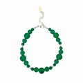 Retro stainless steel beaded bracelet with gradient green agate stones and lobster clasp - Green Agate Silver Bracelet