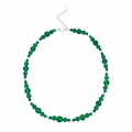 Beaded necklace with translucent green agate beads and silver metal spacers on white background - Green Agate Silver Necklace