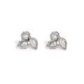 Elegant silver-toned cluster stud earrings with zircon stones in a three-stone design - Silver Model 2 (Three-Stone Cluster)