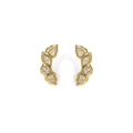 Elegant 18K gold-plated leaf studs with marquise and round-cut white zirconia crystals - Gold Model 3 (Arc Leaf)