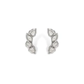 Silver dainty 18K plated titanium steel stud earrings with shimmering cubic zirconia - Silver Model 3 (Arc Leaf)