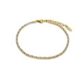Golden tennis bracelet with white pearls and sparkling zircons featuring a lobster clasp - 21+4cm Anklet / White