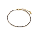 Golden tennis bracelet featuring purple crystals and white pearls with a K18 metal tag - 21+4cm Anklet / Purple