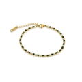 Gouden tennisarmband met afwisselende groene zirkoon en witte parels - 16+3.5cm Armband / Groen