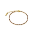 Chique goudkleurige stalen armband met roze zirkoon en kleine witte parels - 16+3.5cm Armband / Roze
