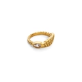 18k gold plated snake ring featuring a pear-cut zircon and scale-textured finish - US 6 / Gold White
