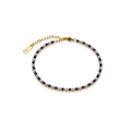 Gouden titaniumstalen armband met blauwe ronde edelstenen en parels in K18-stijl - 16+3.5cm Armband / Donkerblauw