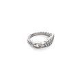 Snake shaped silver steel ring featuring scale textures and a pear cut zircon stone - US 6 / Silver