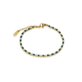 Gouden armband met blauwe zirkoon en witte parels voorzien van een K18-tag en sluiting - 16+3.5cm Armband / Lichtblauw