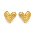 Elegante 18k goud vergulde hart oorknopjes met houttextuur en ster kristal accenten - Goud