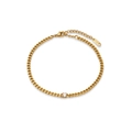 Golden Cuban chain bracelet with a round white zircon and K18 tag on a white background - 20.5+4cm / Style 1 Round / Gold / Anklet