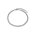 Silver Cuban chain bracelet with circular cubic zirconia and K18 engraved tag - 20.5+4cm / Style 1 Round / Silver / Anklet