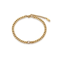 Golden Cuban link chain bracelet with a sparkling round zircon and K18 teardrop tag - 20.5+4cm / Style 2 Round / Gold / Anklet