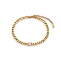 Golden titanium steel chain bracelet with a teardrop zircon and K18 engraving - 20.5+4cm / Style 3 Teardrop / Gold / Anklet