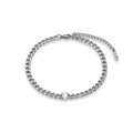 Silver curb chain bracelet featuring a pear-shaped cubic zirconia and K18 engraving - 20.5+4cm / Style 3 Teardrop / Silver / Anklet