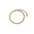 Golden Cuban link bracelet with a sparkling round zircon center and K18 hallmark - 16+4cm / Style 1 Round / Gold / Bracelet