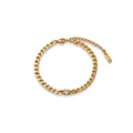 Gold plated curb chain bracelet featuring a single round zircon and a K18 metal tag - 16+4cm / Style 2 Round / Gold / Bracelet