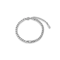 Silver cuban chain bracelet with a round-cut zircon and adjustable lobster clasp - 16+4cm / Style 2 Round / Silver / Bracelet