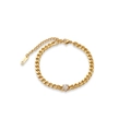 Golden curb chain bracelet with pear-shaped zircon and K18 hallmark on the clasp - 16+4cm / Style 3 Teardrop / Gold / Bracelet
