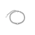 Silver cuban chain bracelet featuring a sparkling pear-shaped zircon stone with K18L tag - 16+4cm / Style 3 Teardrop / Silver / Bracelet