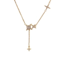 Elegant gold star tassel necklace with zircon stones and Y-shaped chain design - Gold