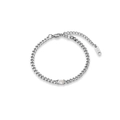Silver Cuban chain bracelet with rectangular zircon stone and K18 adjustable clasp - 16+4cm / Style 4 Square / Silver / Bracelet