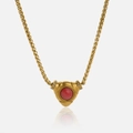 Vintage 18k gold plated necklace featuring a triangular red stone pendant on a thick chain - 38+5cm / Gold Red Zircon Necklace