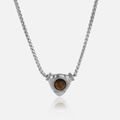 Silver retro triangle necklace featuring a brown tiger eye stone and Cuban chain - 38+5cm / Silver Tiger Eye Zirconia Necklace