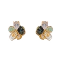 Pendientes de flor elegantes con cristales brillantes y perlas irregulares - 39# Pendientes De Botón De Flor Hechos A Mano