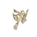 Unique gold metal ear cuff with cursive H design and pear-cut clear crystal droplets - Gold Metal Wrap Water Drop Ear Cuff