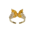 Anillo mariposa dorado con cristallen marquesa amarillos y pavé de piedras brillantes - Abierto Ajustable / Champán