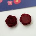 DIY red flocked rose acrylic accessories for handmade earrings and jewelry making - Perforated Red Rose