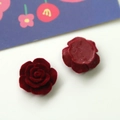 Elegant deep red flocked rose acrylic DIY accessories for jewelry and hair clips - Red Rose