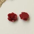 Macro shot of resin red camellia charms showing front petals and flat back for DIY - Dark Red