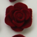 Deep red flocked 3D rose resin accessory for DIY hair clips and jewelry making - Camellia