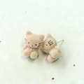 Cute beige flocked cat stud earrings with soft plush texture and metal pin - Light Coffee Cat Earring Post Style