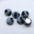 Close-up of six fabric-covered decorative buttons with grey black abstract patterns - Blue Leopard Pattern