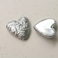 Polished silver heart-shaped alloy charms with textured finish for DIY jewelry and clothing - Bright Silver