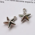Pair of polished silver star pendants with top rings for DIY jewelry accessories - Star 1pc