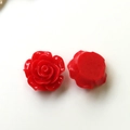 Flat back red resin rose flower charms for DIY jewelry and phone case making - Red