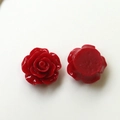 Macro detail of red resin rose charms showing textured petals and flat adhesive back - Dark Red