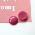 Close-up of rose red resin hemisphere beads showing glossy front and flat back DIY details - Rose Red
