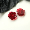 Macro view of vintage dark red resin rose petals with exquisite carved textures for DIY jewelry - Rose (One Piece)