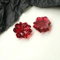 Macro detail of dark red resin flower charms with realistic petal texture for DIY jewelry - Camellia (One Piece)
